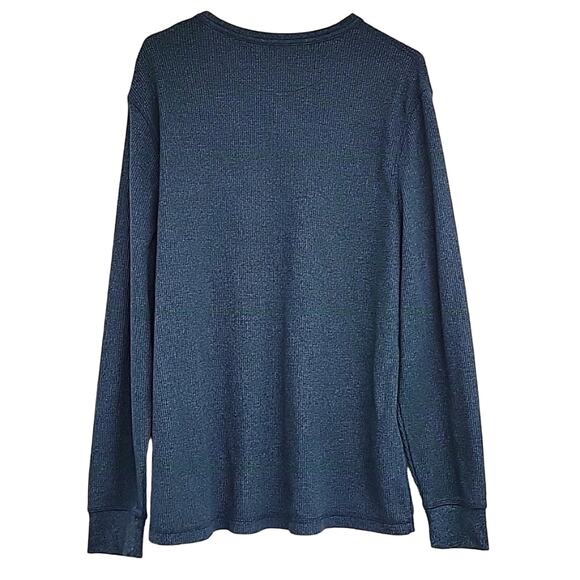 George Men's Thermal Long Sleeved Shirt Green 1/4 Button Pullover Size XL - Picture 4 of 7